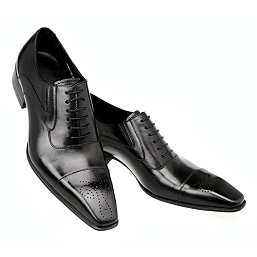 Herrenschuhe Bequeme Schwarze/rote schnürschuhe aus echtem Leder mit spitzer Zehenpartie, Flacher Mann, lässig, Klassische Gentleman-Schuhe von Generic