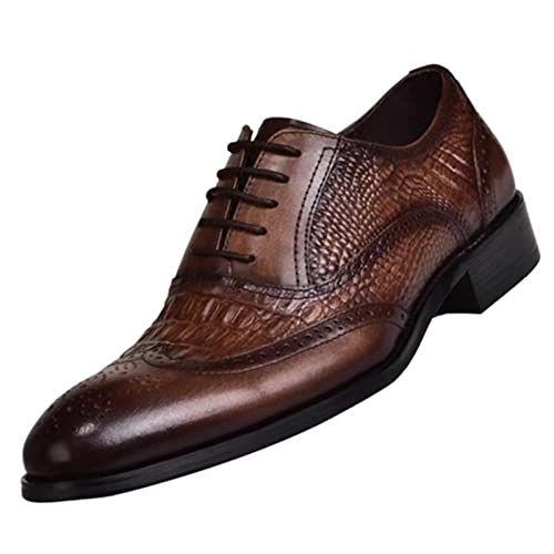 Herrenschuhe Herren-Oxford-Schuhe, fischleder-Druck, klassischer Stil, Kleid-Lederschuhe, Kaffee-schwarz, schnürschuhe, Spitze zehen-kleiderschuhe für Herren von Generic