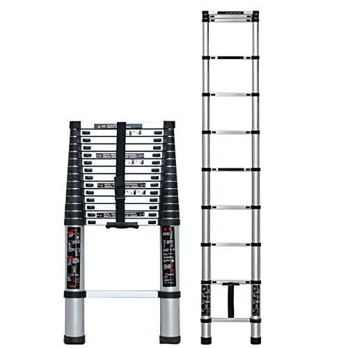Hochleistungs-Teleskopleiter - 8,5 Fuß/10,5/12,5 Fuß/13,5 Fuß, zusammenklappbare Aluminium-Verlängerungsleiter, für Arbeiten im Haushalt oder im Freien, Tragkraft 330 Pfund von Generic