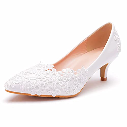 Hochzeitsschuhe für Damen Spitzen-Absätze Brautschuhe Geschlossene, Spitze Zehen, Stiletto-High-Heel-Pumps,White,43 EU/12 US Hochzeitsschuhe für Damen Spitzen-Absätze Brautschuhe Geschlossene, Spitze Zehen, Stiletto-High-Heel-Pumps,White,43 EU/12 US von Generic