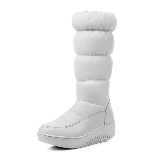 Hohe Stiefel für Damen, Dicke Sohle, Anti-Ski-Stiefel, runde Zehen, warme Schuhe mit mittlerer Wade, geeignet für Winter-Freizeitsport im Freien von Generic