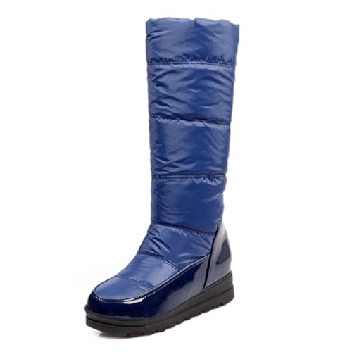 Hohe Stiefel für Damen, runde Zehenpartie, Lackleder, mittelhohe Stiefel, Winterstiefel mit Dicker Sohle, warme Schuhe, geeignet für lässige Outdoor-Sportarten von Generic