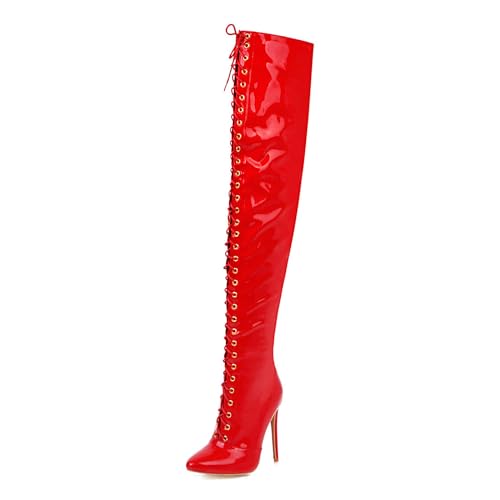 Hohe Stiefel für Damen mit spitzer Zehenpartie, Stiletto-Overknee-Stiefel, Herbst- und Winter-Pole-Dance-Schuhe, geeignet für lässige Outdoor-Sportarten von Generic