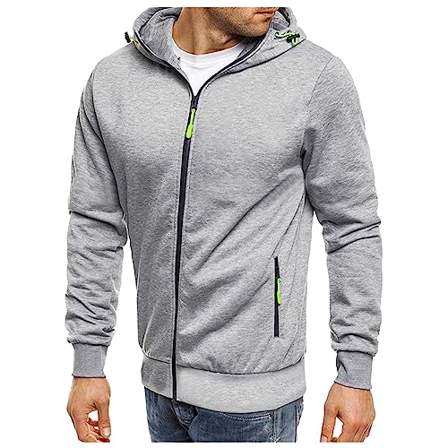 Hoody Herren mit Kapuze Dünne Hoodiejacke Herren Zip Hoodie Sommer Casual Outdoor Long Sleeves Sommer Jacket Fitness Jogging Jacke mit Reißverschluss Basic Hoodie Herren Kapuzenjacke von Generic