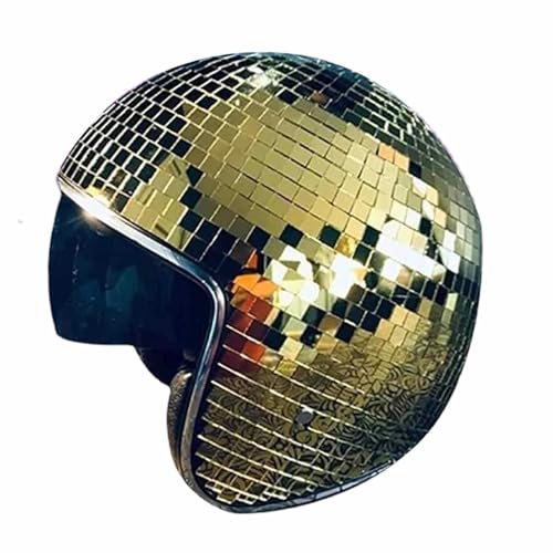 -Hut – Glitzer Glas Hut Kostüm Hut | Helm mit einziehbarem Visier Silber Glitzer Glitzer Kopfbedeckung Zubehör für DJ Club Bühnenparty von Generic