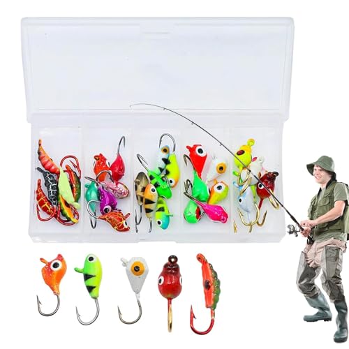 Ice Fishing Lures - Köder und Vorrichtungen zum Eisangeln | 30X Eisangel-Set,Künstliche Angelköder-Packung, realistische gefälschte Angelausrüstung für Barsch, Forelle, Barsch im Süßwasser-Sal von Generic