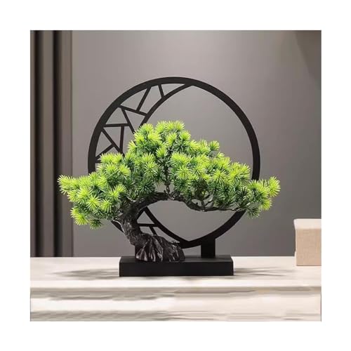 Immergrüner künstlicher Bonsai-Baum, Feng-Shui-Ornament, Simulationspflanze mit Stabiler Basis, künstlicher Baum für die Desktop-Anzeige von Generic