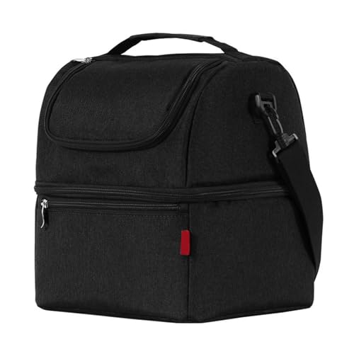 Isolierte Oxford-Kühltasche mit Zwei Decks, Auslaufsichere Kühltasche mit Bodenfach für Picknick, Camping, Grillen Im Freien (Black) von Generic