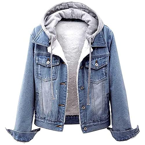 Jeansjacke Mit Fell Damen Winterjacke Grosse Grössen Gefüttert Felljacke Jeans Puffer Jeansmantel Jacken Winter Jacke Denim Winterjacken Outfit von Generic