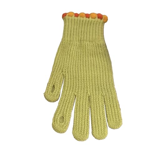 Jelly Winter Bare Fingers Knitted Gloves Women's Solid Color Screen Protector Warm Windproof Cycling Finger Handschuhe Smartphone Damen (Green, A) von Generic