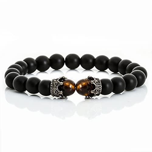 Jewellery Lava-Perlen-Armband, Onyx, Tigerauge, Stein, Krone, Helm, Charm-Armbänder für Männer, Frauen, Freund-Armband Jewellery von Generic