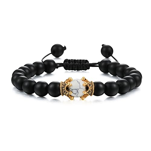 Jewellery Lava-Perlen-Armband, Onyx, Tigerauge, Stein, Krone, Helm, Charm-Armbänder für Männer, Frauen, Freund-Armband Jewellery von Generic