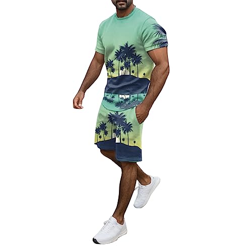 Jogginganzug Herren Set Einfarbig Zweiteilig Sport Set Trainingsanzug Strand Outfit Hawaii Anzug Freizeitanzug Sommer Outfit Herren von Generic