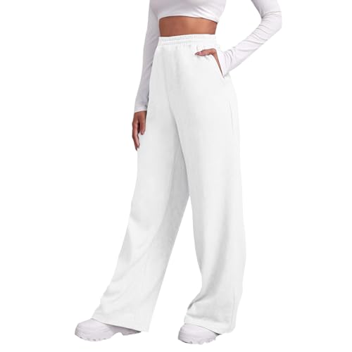 Jogginghose Damen Baggy, Yogahose Damen Lang,Sporthose Fleece High Waist Weites Bein Sweatpants mit Gummizug Taschen Sweathose Freizeithose Fashion Bequeme Hosen Yoga Traininghose Fleecehose von Generic