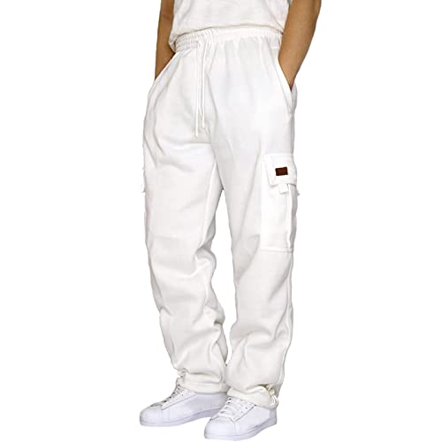 Jogginghose Herren Breite Baggy Sweatpants Baumwolle Elastische Taille Jogging Hose Weites Bein Sporthose Lang Sweat Pants Men Winter Warme Männer Sweathose Mit Taschen von Generic