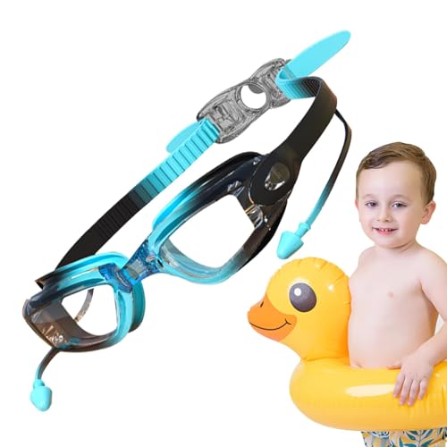 Jugend-Schwimmbrille,Kinder-Schwimmbrille - Schwimmbrille - Anti-Beschlag, bequemer Riemen, UV-Schutz, klare Sicht, keine undichten Jugend-Schwimmbrillen mit Ohrstöpseln für Kinder von Generic