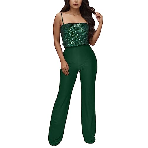 Jumpsuit Damen, Sommer Overall Elegant Hosenanzug, Lang Playsuit Einteiler Kostüm, Romper Outfit Frauen Komplett, Hohe Taille Ärmellos Hosenanzug Damen Hochzeit Kuschelig Sommer Jumpsuit Damen Luftig von Generic