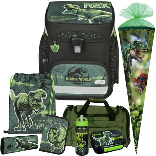 Jurassic - Dino - T-Rex Schulranzen-Set EasyFit 9tlg. mit Sporttasche, Schultüte, Brotdose und Trinkflasche Jurassic - Dino - T-Rex Schulranzen-Set EasyFit 9tlg. mit Sporttasche, Schultüte, Brotdose und Trinkflasche von Generic