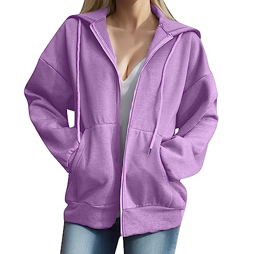 Kapuzenjacke Damen, Damen Sweatjacke Hoodie Hoody Damen Oversize Casual Einfarbig Zip Hoodie Jacke Mode Lose Outwear Mit Tasche Herbst Winter Thermojacke Damen Laufjacke Damen Winter von Generic