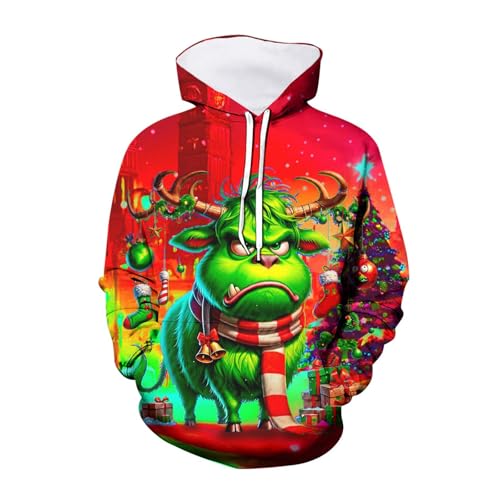 Kapuzenpullover Herren Herren 3D Weihnachtspullover Ugly Christmas Sweater Herren Weihnachtspullover Weihnachten Weihnachtspulli Hoody Männer Weihnachtspulli von Generic