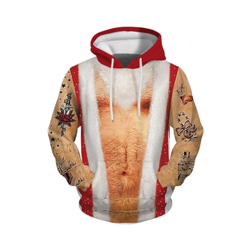 Kapuzenpullover Herren Weihnachten Lustige Weihnachtspullover Hoodie Weihnachts Sweatshirt Mit Kapuze Modische Hässlich Druck Kapuzenpulli mit Tasche Christmas Pullover Xmas Hoody von Generic