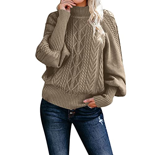 Kaschmir-Pullover Für Damen Rollkragenpullover Langarm Strickpullover Lässiges Stricken Pulli Winter Sweatshirt Oberteile Damenpullover Langarm Elegant Für Winter Ribbed Strick Pullover Tops von Generic