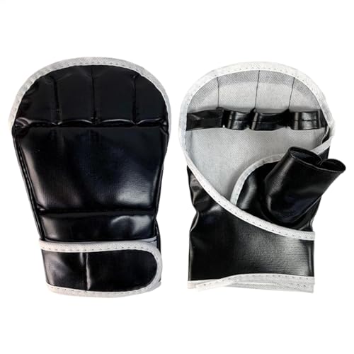 Kickbox-Handschuhe – Halbfinger-Kickbox-Handschuhe, Halbfinger-Sparring-Handschuhe | Strapazierfähige Lederhandschuhe, Grappling-Handschuhe mit offener Handfläche für Sparring, verstellbare Boxhandsch von Generic