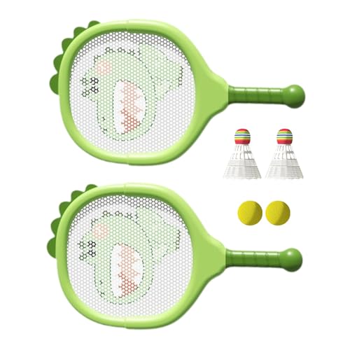 Kinder-Tennisschläger, Kinder-Badmintonschläger-Set | Indoor-Sportball - Tennisschläger für Kinder mit Dinosaurier-Design, Kinder-Tennisschläger-Set, kinderfreundlich für Outdoor-/Indoor-Spiele von Generic