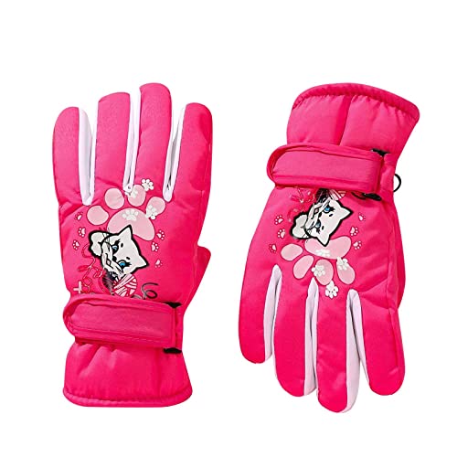 Kinder Winterhandschuhe Schnee Ski wasserdichte wärmeisolierte Handschuhe für Mädchen Kinder Jugend für kaltes Wetter 更多 Haarschmuck Erstkommunion (Hot Pink, One Size) von Generic