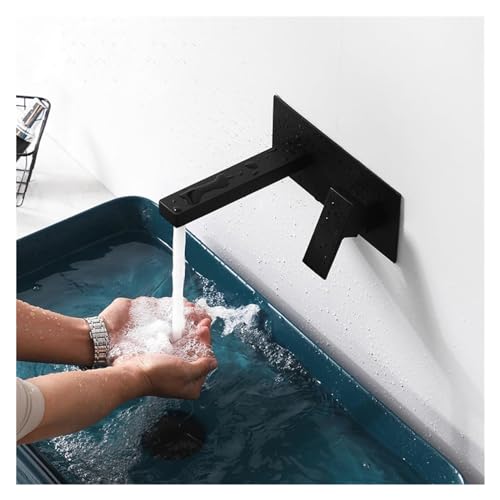 Kitchen Faucet Einhand-Wasserhahn, wandmontierter Wasserhahn, Heiß- und Kaltmischbatterie, Waschbecken, kompatibel mit Badezimmer, Waschbecken, Waschtischarmatur, Waschbeckenarmatur, Schwarz, cy-0111 von Generic