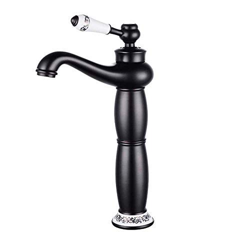 Kitchen Faucet Waschbecken-Wasserhahn, antiker Wasserhahn, Retro-Einloch-Waschtisch-Wasserhahn, Kunstbecken über Aufsatzbecken und Kaltwasser-Wasserhahn, Badezimmer-Wasserhähne (Farbe: Schwarz) von Generic