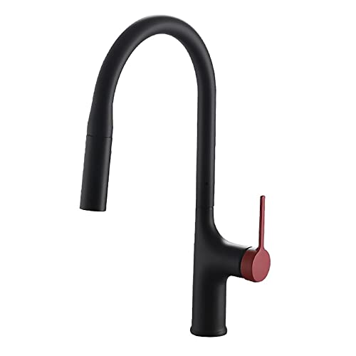 Kitchen Sink Faucet Pull-Down-Küchenarmatur mit Brause, Hochbogen-Küchenspüle, Messing, 360° drehbar, Küchenarmatur, Einhebelmischer für heißes und kaltes Wasser, Gun Grey (Rot) Drinking Water Faucet von Generic