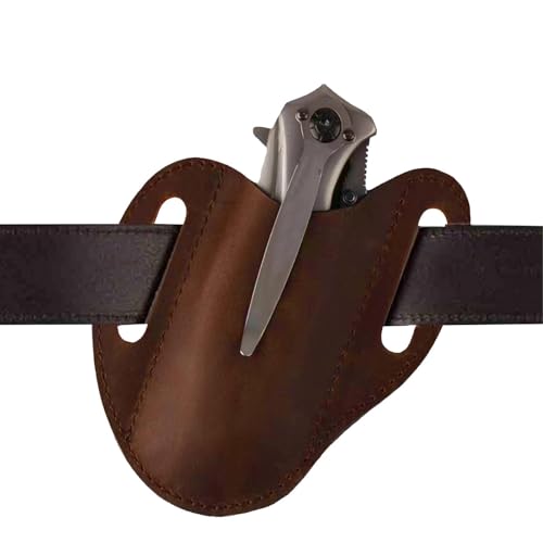 Klappmesserholster für Gürtel,Handgefertigter Leder-Beutelholster mit Gürtelclip | Taschenmesserhalter mit Gürtelclip, Herren-Leder-Organizer-Scheide, Leder-Messerscheidegürtel für die meisten Taschen von Generic