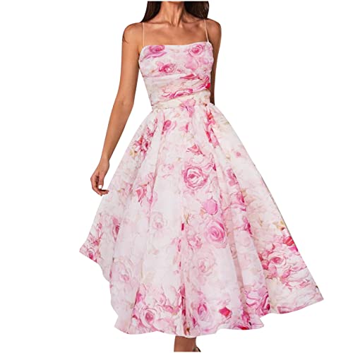 Kleid Damen Elegant Geschenke für Frauen Vintage Kleid Ärmellos Rückenfrei Elegant Cocktail Kleid Kurz Boho Kleid Elegant Chiffon Partykleid Sommerkleid Meine bestellungen anzeigen Knielang Bodyc von Generic