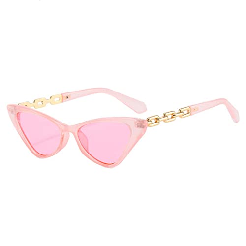 Kleine Retro Cat Eye Sonnenbrille Für Frauen Bunte Vintage Brillen Metall Kette Dekoration Shades UV400 Weibliche Sonnenbrille von Generic