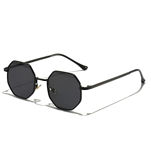 Kleine Vintage Polygon-Sonnenbrille für Herren und Damen, achteckige Metall-Sonnenbrille für Damen von Generic