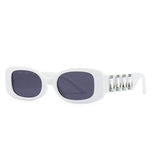 Kleine rechteckige Sonnenbrille für Damen, große Kristalltöne, klare Linse für Damen, Strass-Sonnenbrille, UV400 von Generic