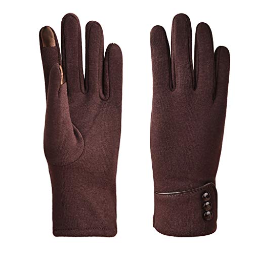 Knopf-Handschuh warm Mode Deko Bündchen Winterfutter halten Frauen weiche Handschuhe Handschuhe Fingerlos Schwarz von Generic