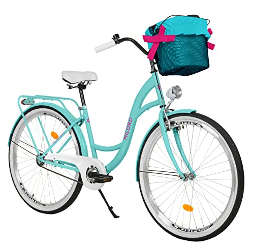 Komfort Fahrrad Citybike Mit Korb Vintage Damenfahrrad Hollandrad, 26 Zoll, Blau, 1-Gang Komfort Fahrrad Citybike Mit Korb Vintage Damenfahrrad Hollandrad, 26 Zoll, Blau, 1-Gang von Generic