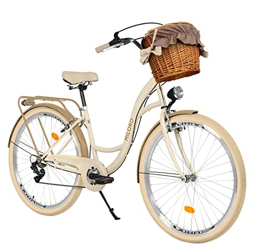 Komfort Fahrrad Citybike Mit Weidenkorb Damenfahrrad Hollandrad, 26 Zoll, Creme-Braun, 7-Gang Komfort Fahrrad Citybike Mit Weidenkorb Damenfahrrad Hollandrad, 26 Zoll, Creme-Braun, 7-Gang von Generic