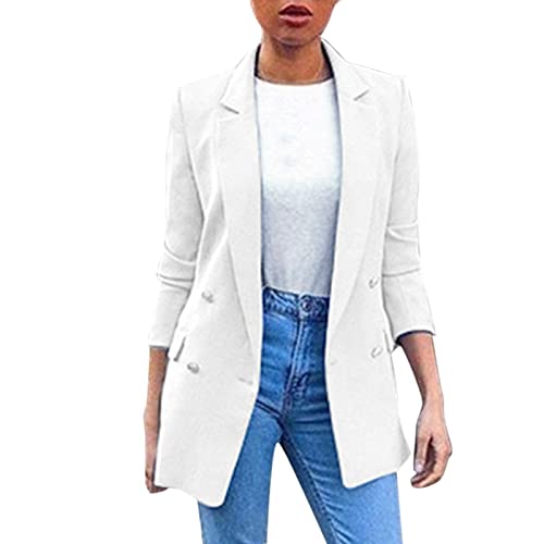 Kostüme & Blazer Für Damen, Jackett Frühling Casual Sweatblazer Damen, Open Front Einfarbig Slim Fit Blaser Jacke Business Outfit Damen Classic Einfach Frühlingsjacke Damen Blazer Große Größen von Generic