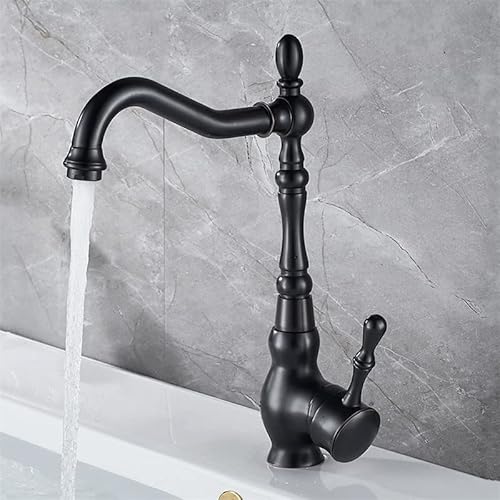 Küchenspüle-Wasserhahn für Bar, Bauernhaus, Gewerbe, 360-Grad-Drehung, Schwarz-Bronze-Messing, antiker Küchenarmatur, Warm- und Kaltmischer-Kran, Badezimmer-Waschbecken, Wassermischbatterie (Farbe: von Generic