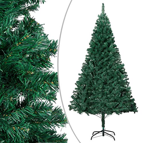 Künstlicher Weihnachtsbaum, Pop-up-Weihnachtskiefer mit Ständer und dicken Zweigen, schlanker Weihnachtsbaum für Innen- und Außen-Weihnachtsdekoration, weiß, 240 cm, PVC, modisch, grün, 150 cm x 80 cm von Generic