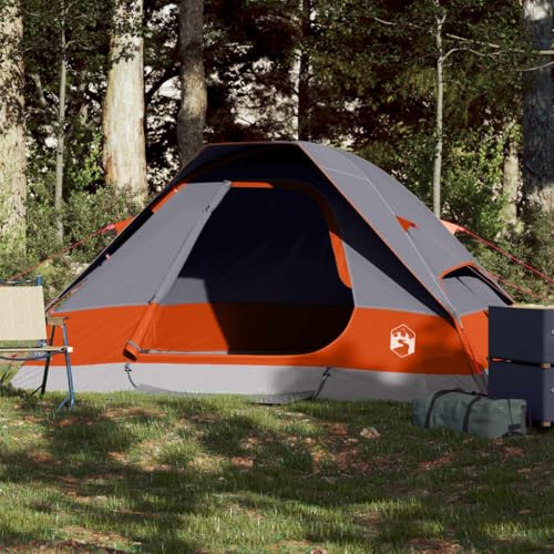 Kuppel-Campingzelt 2 Personen Grau und Orange Wasserdicht, 94775 von Generic