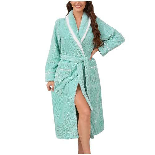 Kuschel Bademantel Damen, Fleece Morgenmante Sauna Kimono Bademäntel Für Damen, Lang Midi Kuschelig Bademäntel Damen Winter Warm Langarm Grosse Grössen Bademantel Damen Für Den Hotelaufenthalt von Generic