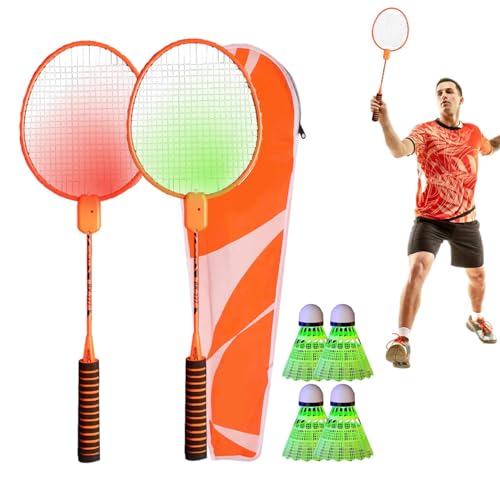 LED-leuchtende Badmintonschläger,Leuchtende Badmintonschläger-Set - Training LED-Badmintonschläger-Set,Nylon-Badmintonschläger-Set für farbenfrohe, leuchtende Spiele im Garten und Familienunterhaltung von Generic