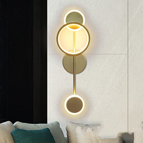 Lamp Wandleuchte, moderne LED-Wandleuchten für den Innenbereich, 28 W, Nachtlampe, warmes Acryl, 3000 K, für Wohnzimmer, Schlafzimmer, 52 x 16 cm, Goldlampe von Generic