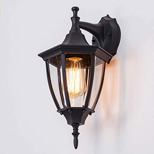 Lamp Wandleuchte für den Außenbereich, Retro, europäisches Glas, wasserdicht, für den Außenbereich, dekorative Wandleuchte aus Aluminium für Balkon, Garten, Villa, Veranda, Zaunlampe von Generic