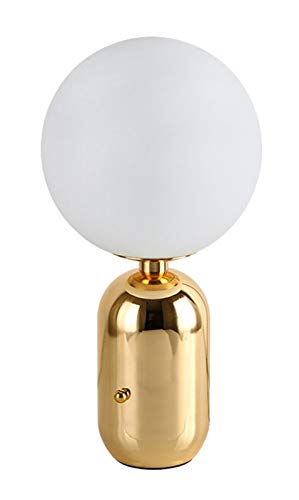 Lampe Tischlampe Nordic Modern Sphäre Glas Biack/Gold/Weiß Tischlampen Wohnzimmer Schlafzimmer Nachttisch Studie Kleine Leuchte Schreibtischlampe (Color : Gold) Lampe von Generic