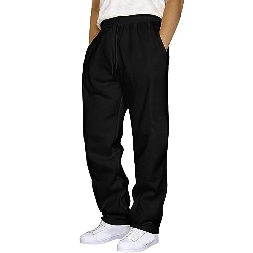 Lang Jogginghose Herren Oversize, Hosen Herren Baggy,Sporthose Herren Kordelzug Straight Trendiges Freizeithose Lässig Kordelzug Outdoor Trousers Locker Motion Einfarbig Outdoorhose Pants von Generic